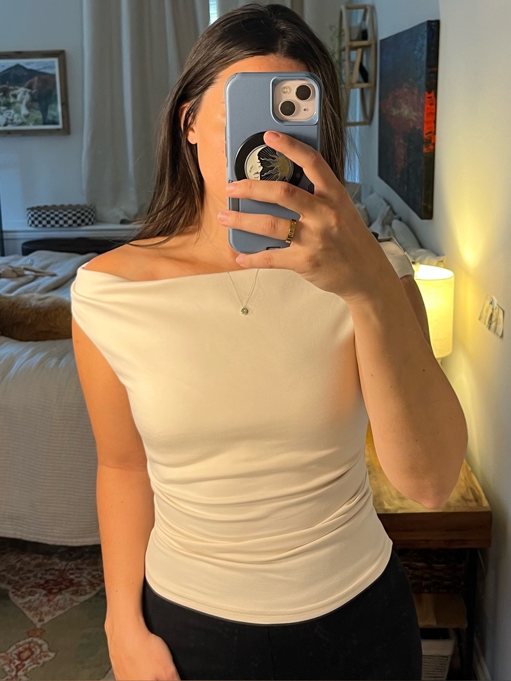 Off-Shoulder Cream Women’s Blouse Top